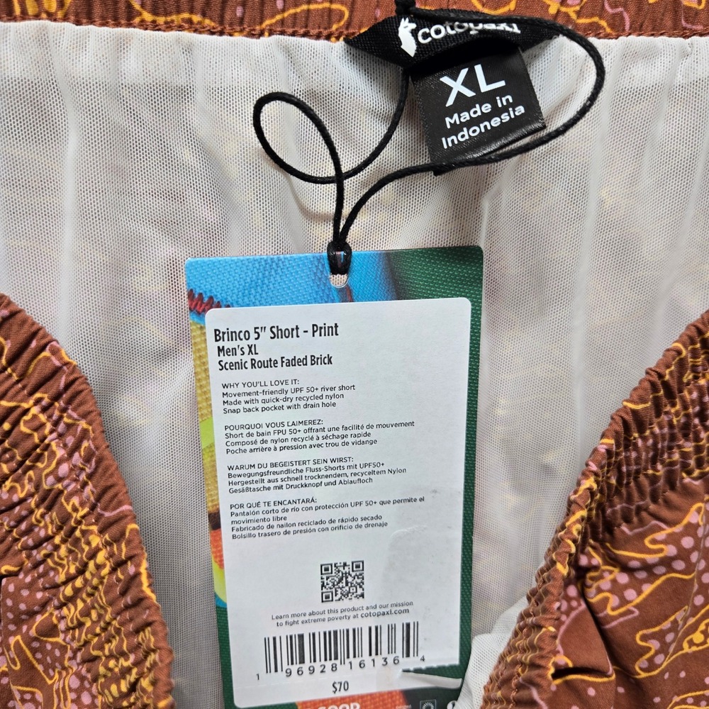 Cotopaxi Brinco 5" Short Print Scenic Route Faded Brick Mens XL NWT UPF 50+ - Picture 4 of 9